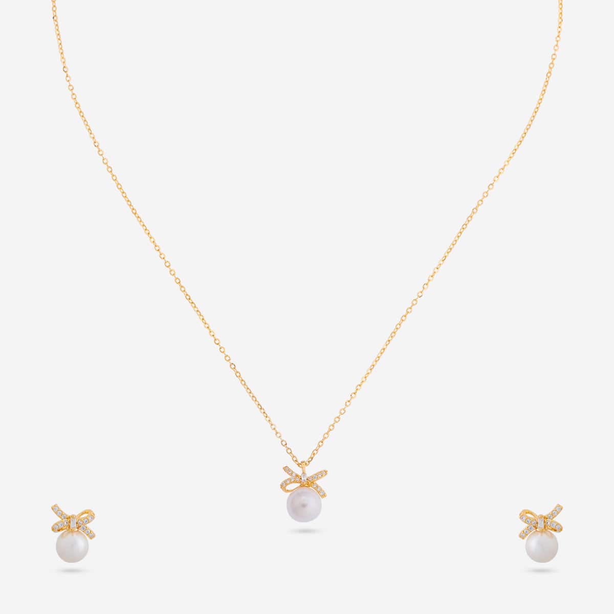 Silver Chain Pendant Earring Set 92.5 Silver Pendant with Chain and Earring Set 194615