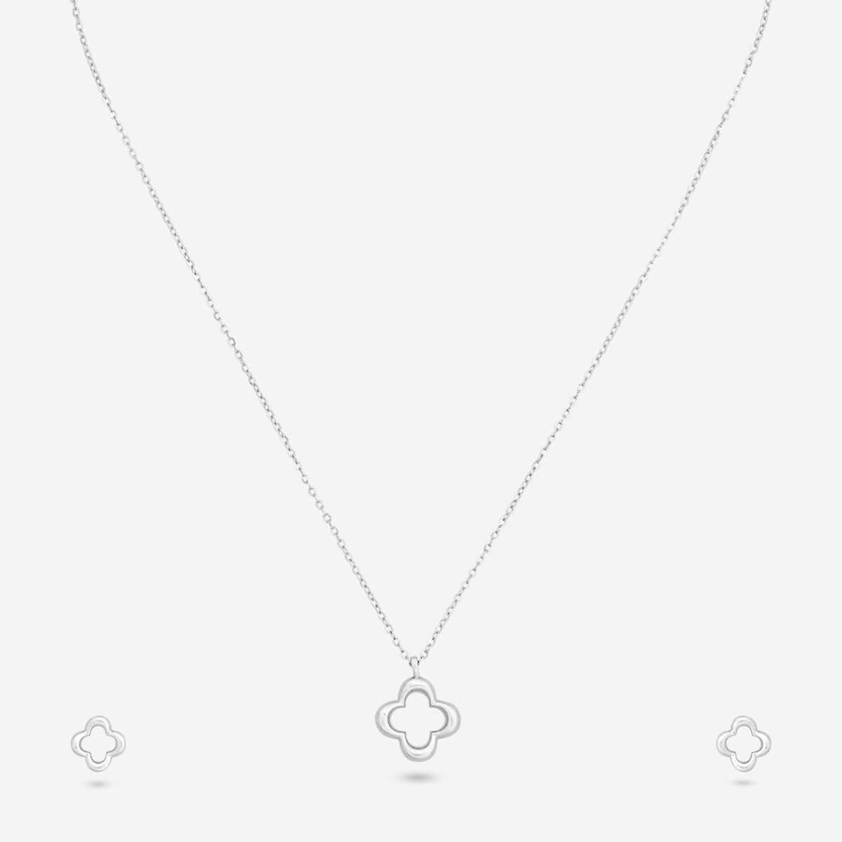 Silver Chain Pendant Earring Set 92.5 Silver Pendant with Chain and Earring Set 200621