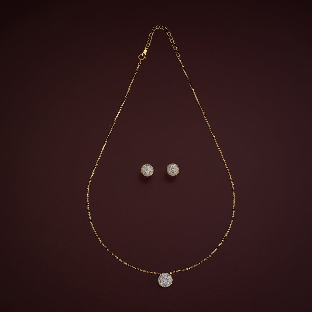 Silver Chain Pendant Earring Set 92.5 Silver Necklace 180970