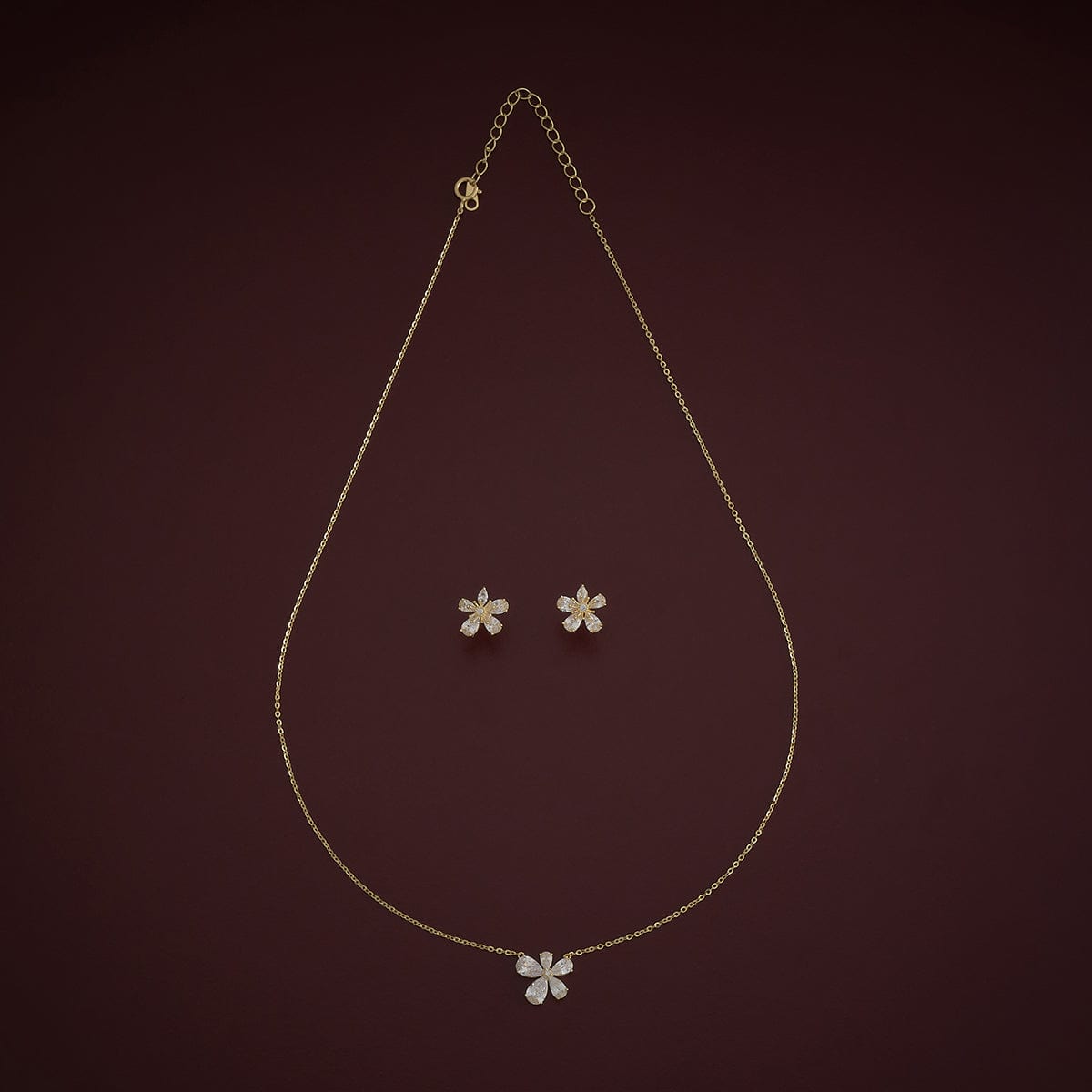 Silver Chain Pendant Earring Set 92.5 Silver Necklace 180972