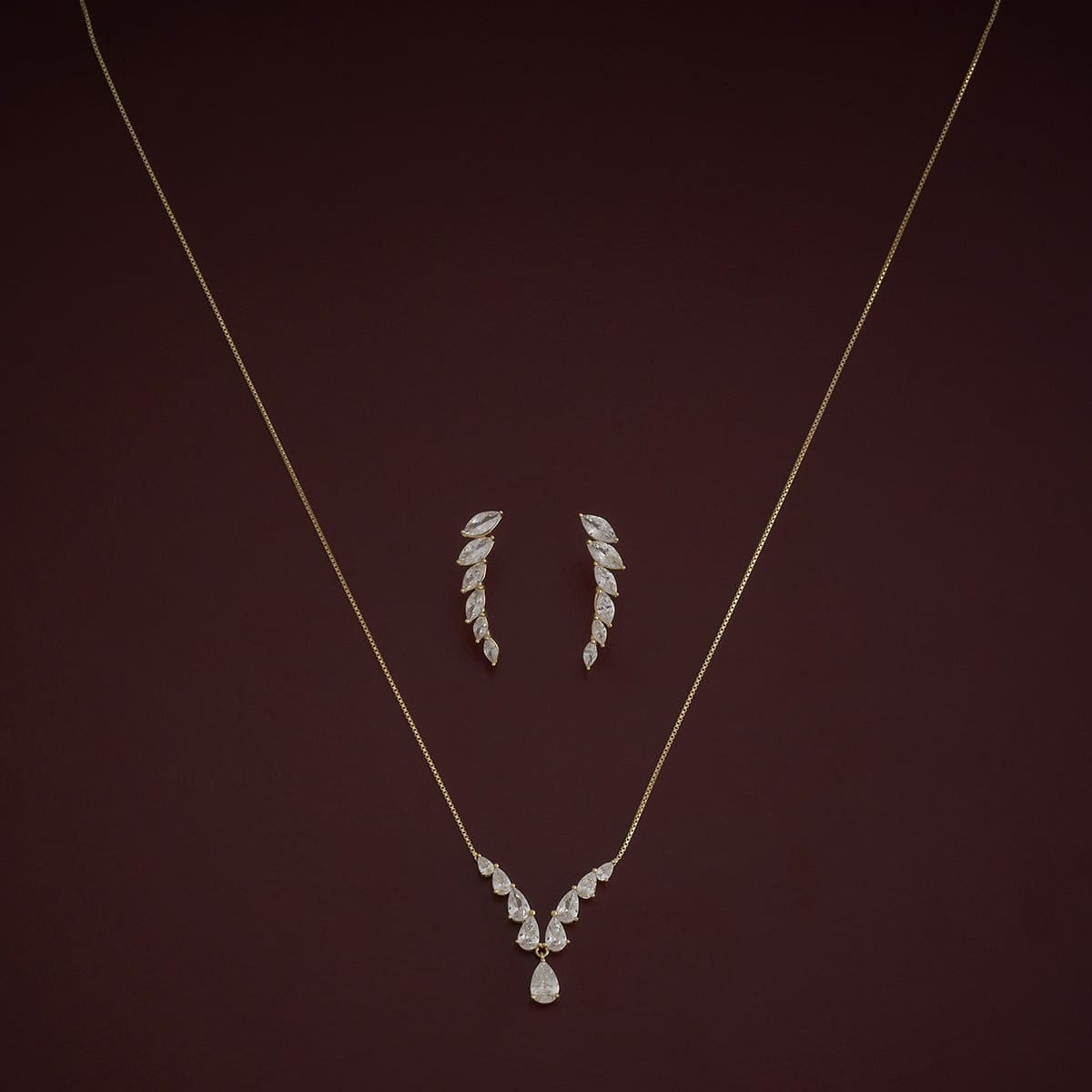 Silver Chain Pendant Earring Set 92.5 Silver Necklace 180973