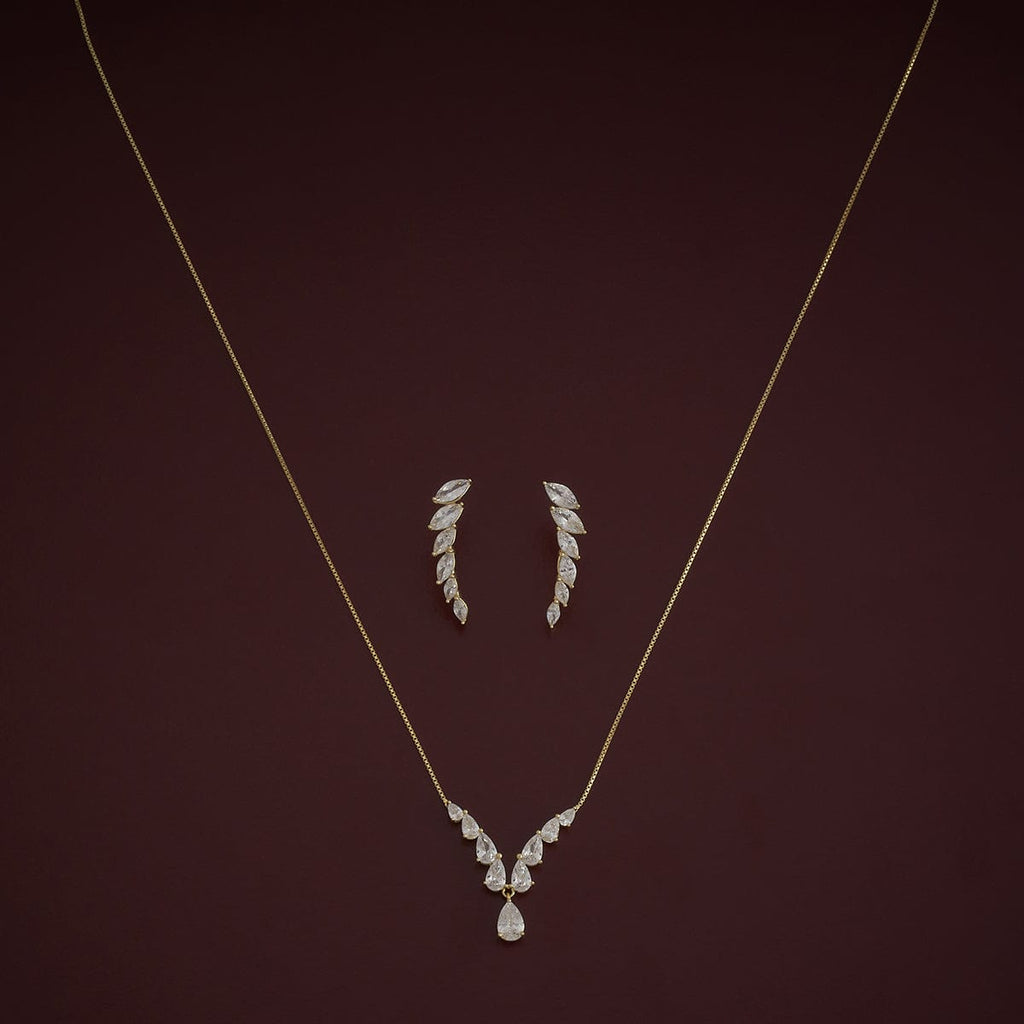 Silver Chain Pendant Earring Set 92.5 Silver Necklace 180973