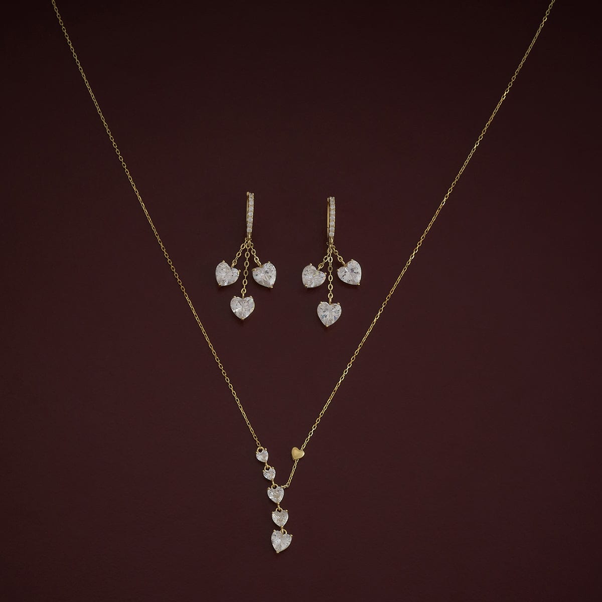 Silver Chain Pendant Earring Set 92.5 Silver Necklace 180975