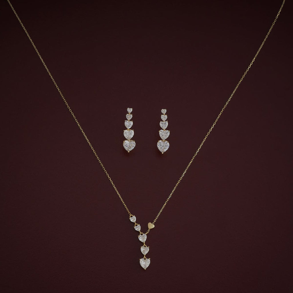 Silver Chain Pendant Earring Set 92.5 Silver Necklace 180976