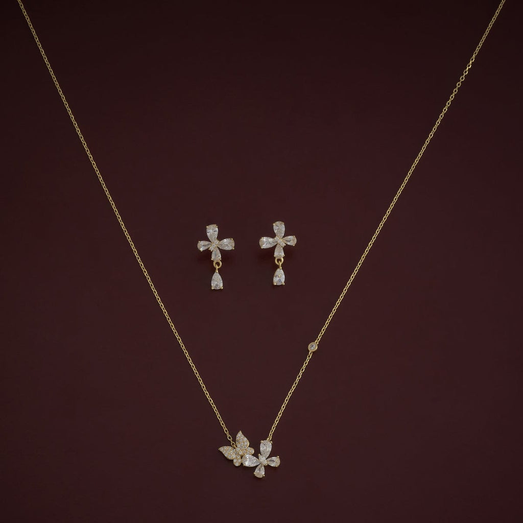 Silver Chain Pendant Earring Set 92.5 Silver Necklace 180977