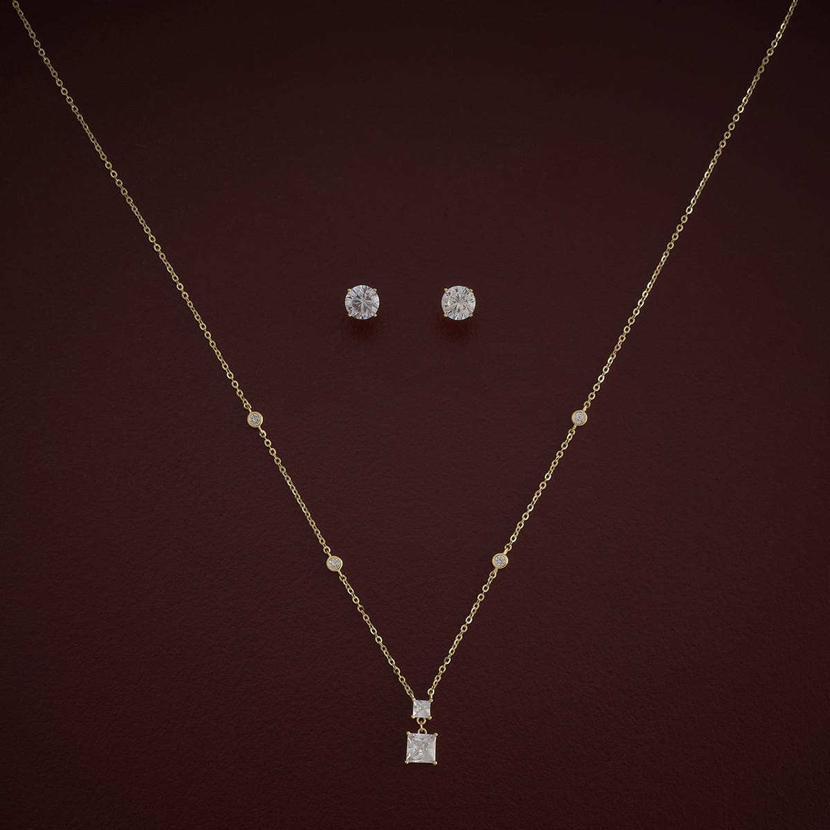 Silver Chain Pendant Earring Set 92.5 Silver Necklace 180983