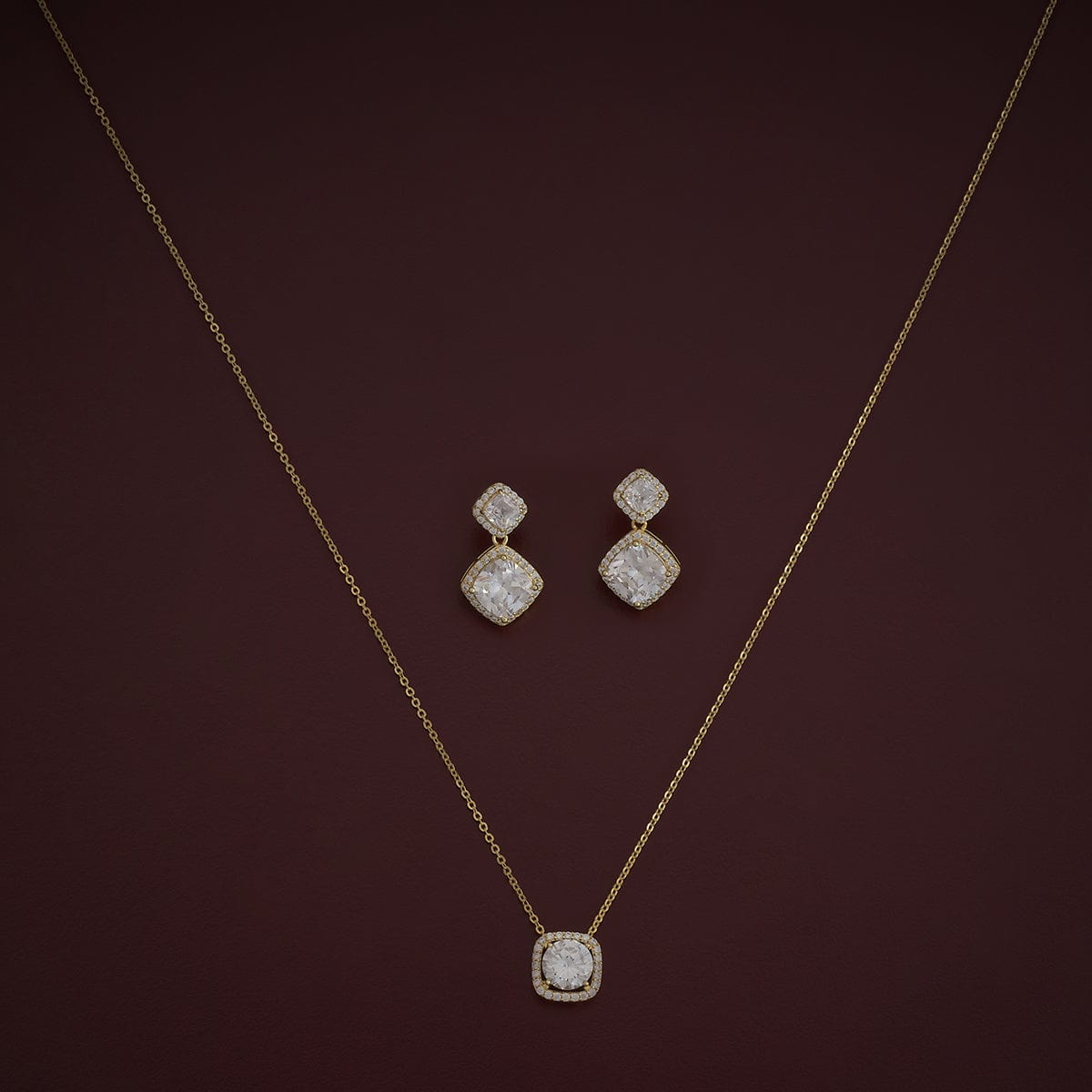 Silver Chain Pendant Earring Set 92.5 Silver Necklace 180989