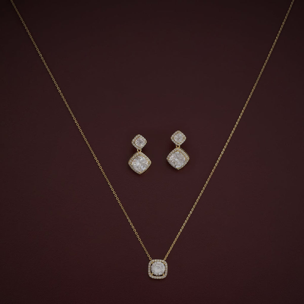 Silver Chain Pendant Earring Set 92.5 Silver Necklace 180989