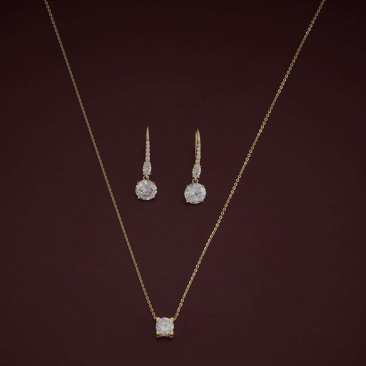 Silver Chain Pendant Earring Set 92.5 Silver Pendant with Chain and Earring Set 180981