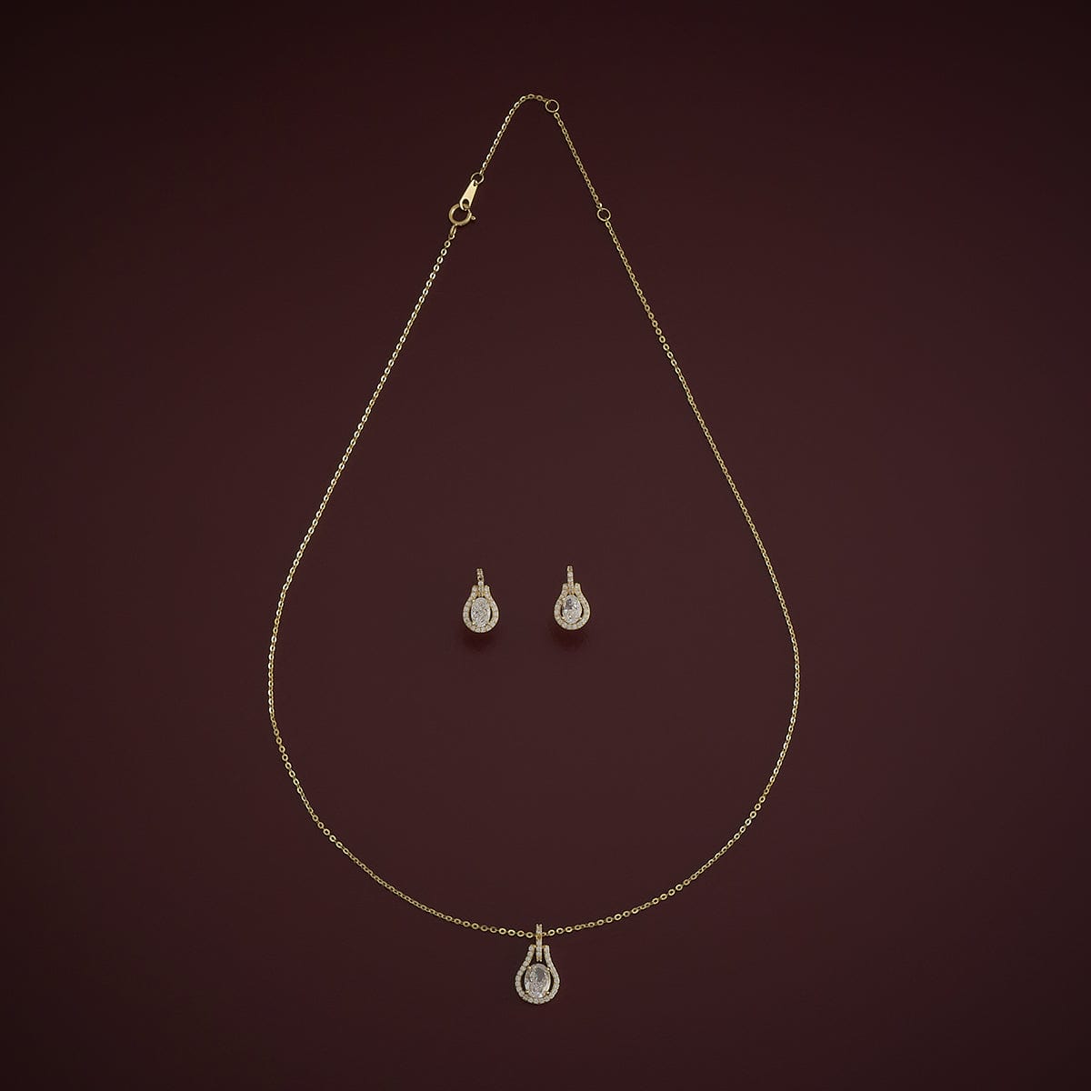 Silver Chain Pendant Earring Set 92.5 Silver Pendant with Chain and Earring Set 180986