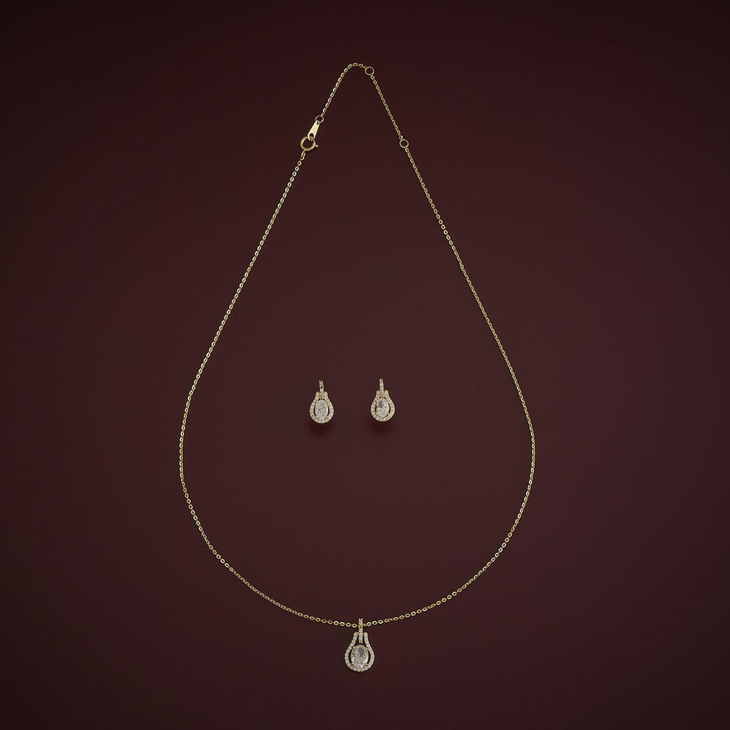 Silver Chain Pendant Earring Set 92.5 Silver Pendant with Chain and Earring Set 180986