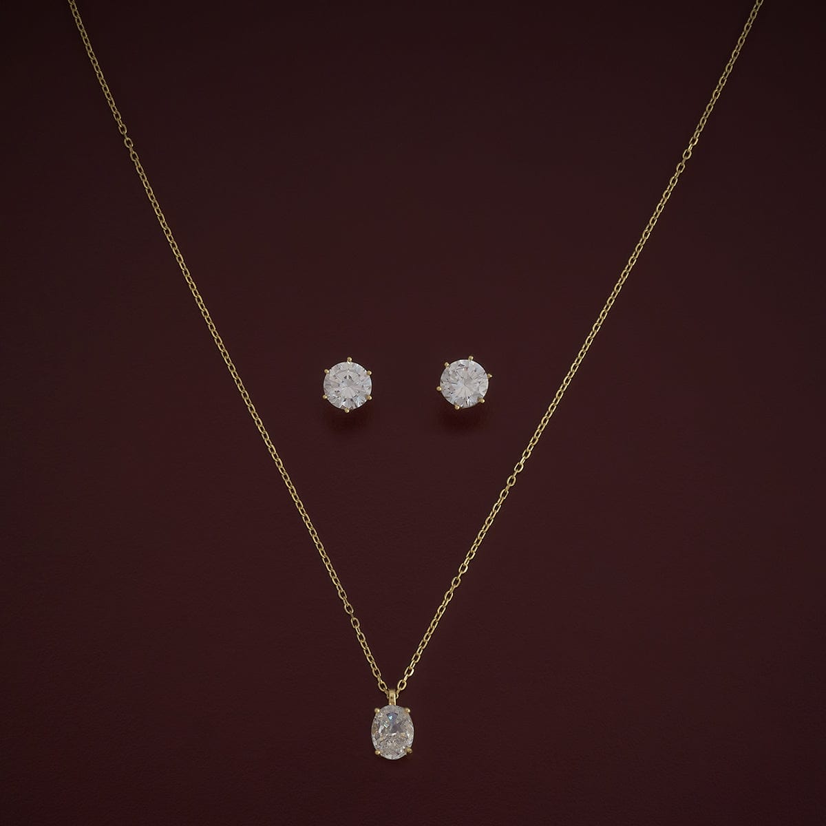 Silver Chain Pendant Earring Set 92.5 Silver Pendant with Chain and Earring Set 180988