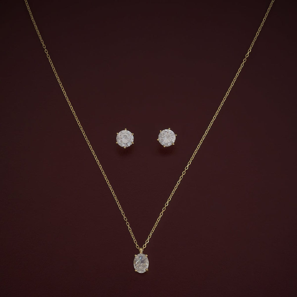 Silver Chain Pendant Earring Set 92.5 Silver Pendant with Chain and Earring Set 180988