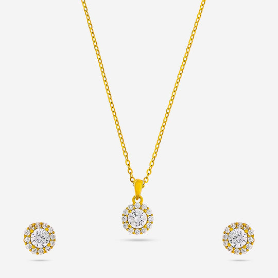 Silver Chain Pendant Earring Set 92.5 Silver Pendant With Chain and Earring Set 188231