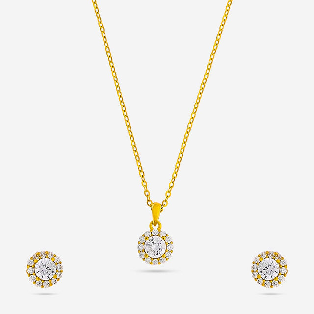 Silver Chain Pendant Earring Set 92.5 Silver Pendant With Chain and Earring Set 188231