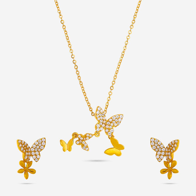 Silver Chain Pendant Earring Set 92.5 Silver Pendant with Chain and Earring Set 188233