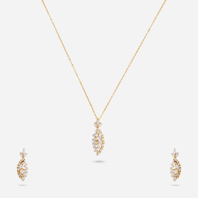 Silver Chain Pendant Earring Set 92.5 Silver Pendant With Chain and Earring Set 191354
