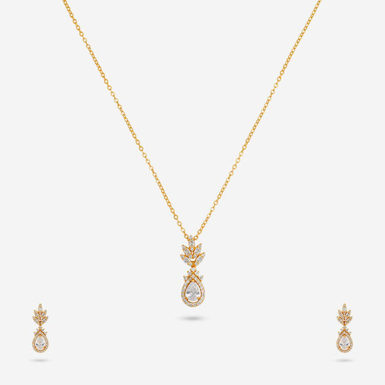 Silver Chain Pendant Earring Set 92.5 Silver Pendant With Chain and Earring Set 191360