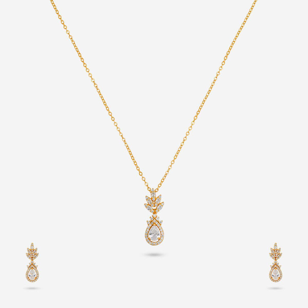 Silver Chain Pendant Earring Set 92.5 Silver Pendant With Chain and Earring Set 191360