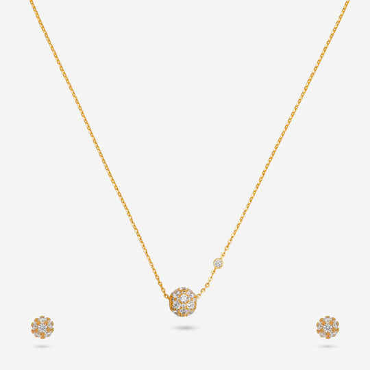 Silver Chain Pendant Earring Set 92.5 Silver Pendant With Chain and Earring Set 191387