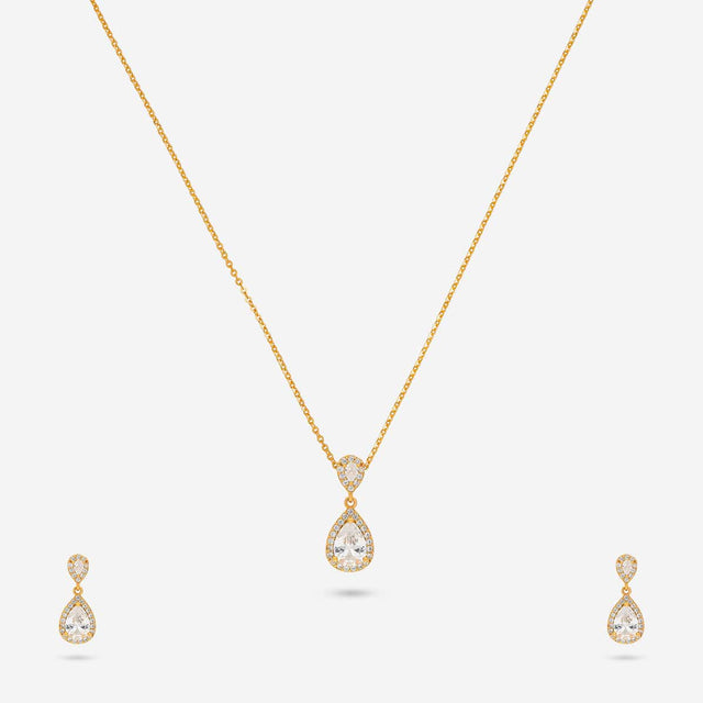 Silver Chain Pendant Earring Set 92.5 Silver Pendant With Chain and Earring Set 191388