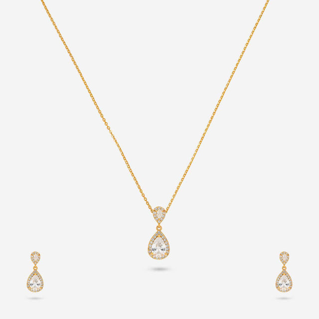 Silver Chain Pendant Earring Set 92.5 Silver Pendant With Chain and Earring Set 191388