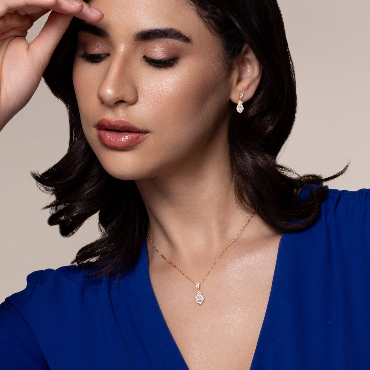 Silver Chain Pendant Earring Set 92.5 Silver Pendant With Chain and Earring Set 194150