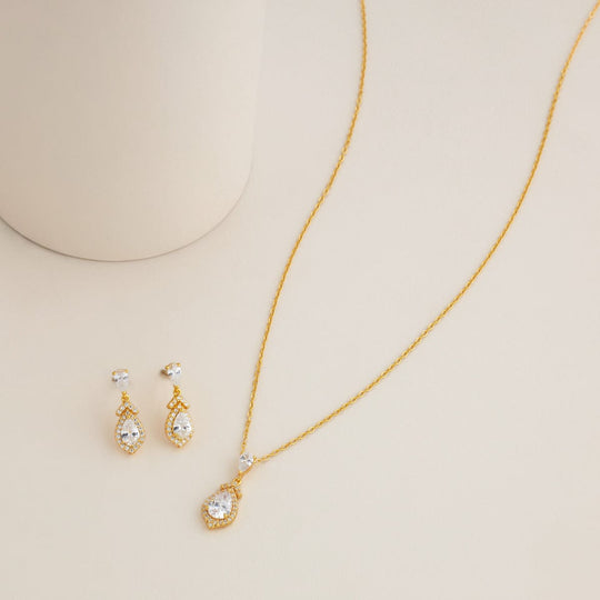 Silver Chain Pendant Earring Set 92.5 Silver Pendant With Chain and Earring Set 194150