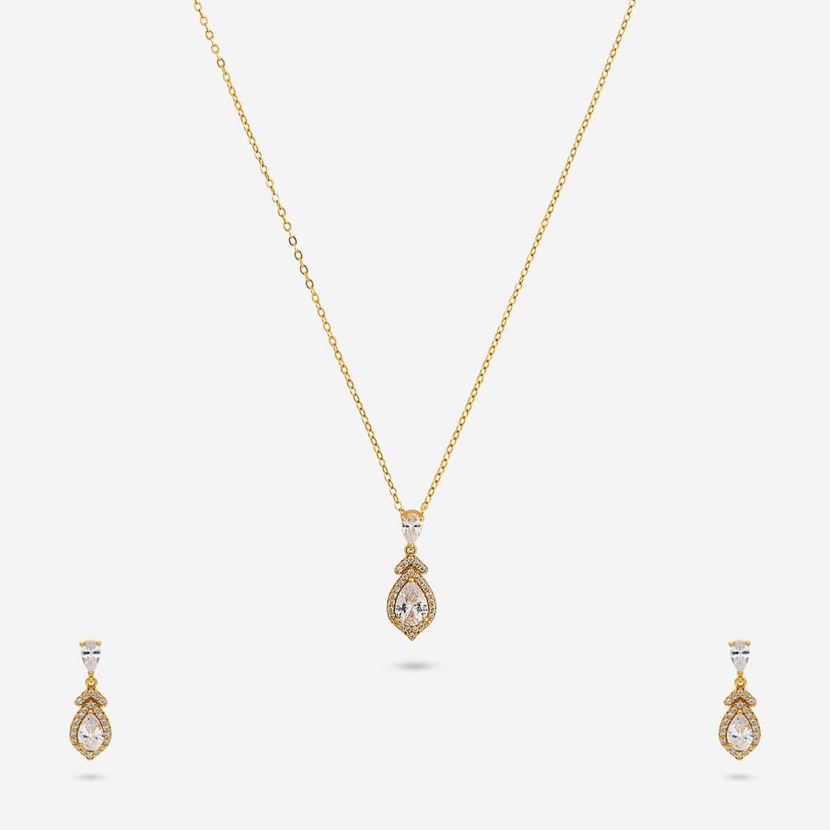 Silver Chain Pendant Earring Set 92.5 Silver Pendant With Chain and Earring Set 194150