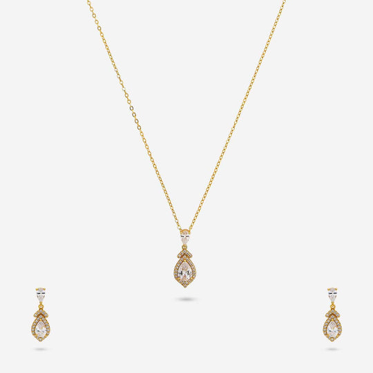 Silver Chain Pendant Earring Set 92.5 Silver Pendant With Chain and Earring Set 194150