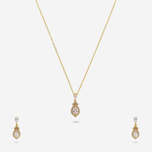 Silver Chain Pendant Earring Set 92.5 Silver Pendant With Chain and Earring Set 194150