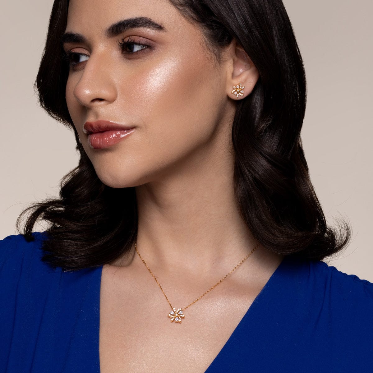 Silver Chain Pendant Earring Set 92.5 Silver Pendant With Chain and Earring Set 194165