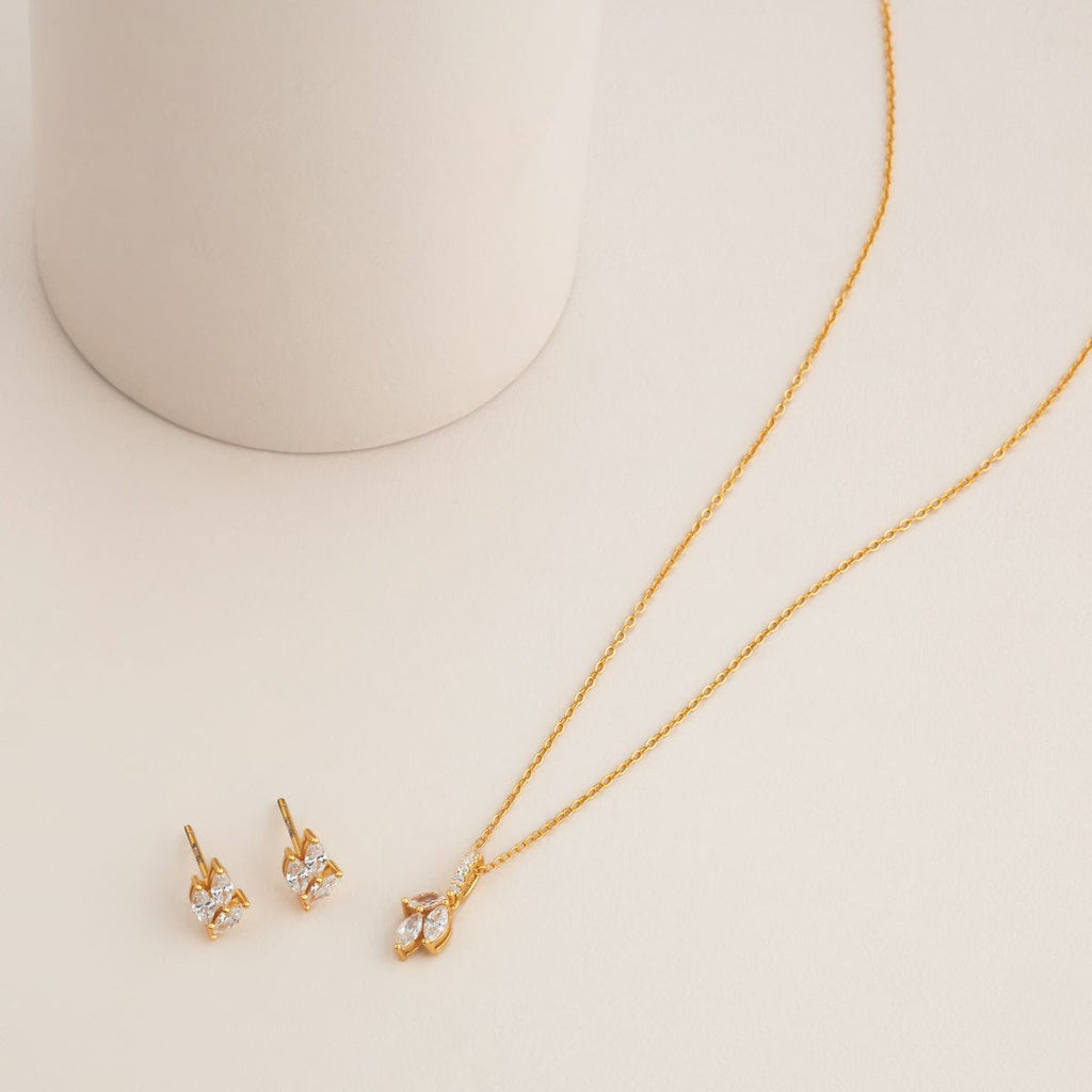 Silver Chain Pendant Earring Set 92.5 Silver Pendant With Chain and Earring Set 194168