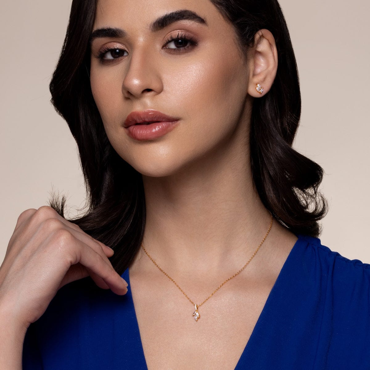 Silver Chain Pendant Earring Set 92.5 Silver Pendant With Chain and Earring Set 194168