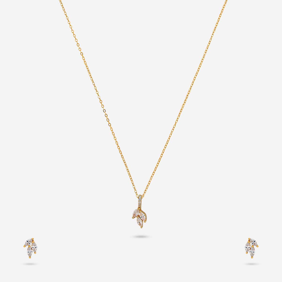 Silver Chain Pendant Earring Set 92.5 Silver Pendant With Chain and Earring Set 194168