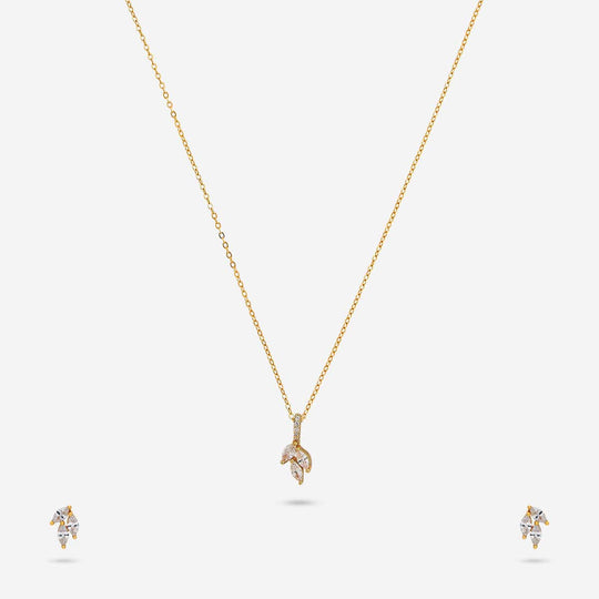 Silver Chain Pendant Earring Set 92.5 Silver Pendant With Chain and Earring Set 194168