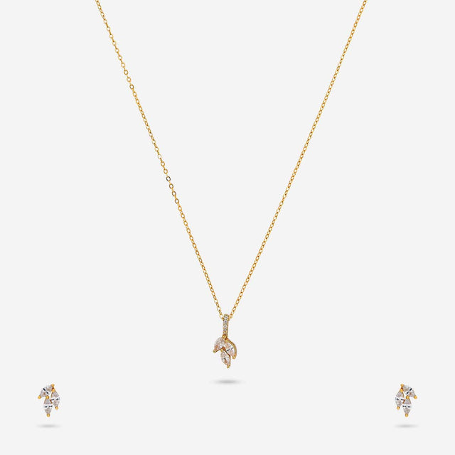 Silver Chain Pendant Earring Set 92.5 Silver Pendant With Chain and Earring Set 194168