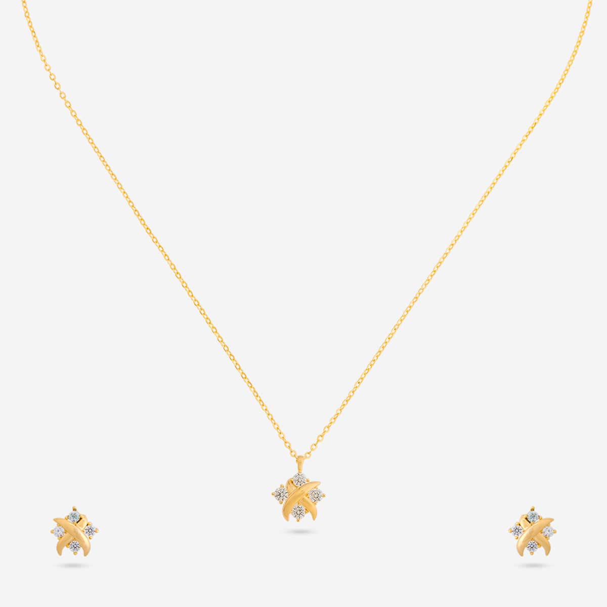 Silver Chain Pendant Earring Set 92.5 Silver Pendant with Chain and Earring Set 194613