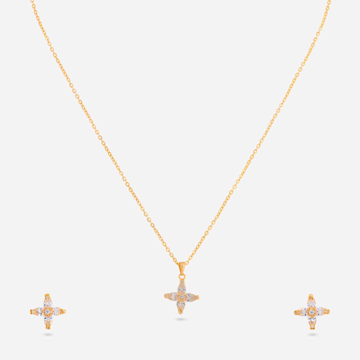 Silver Chain Pendant Earring Set 92.5 Silver Pendant with Chain and Earring Set 194616