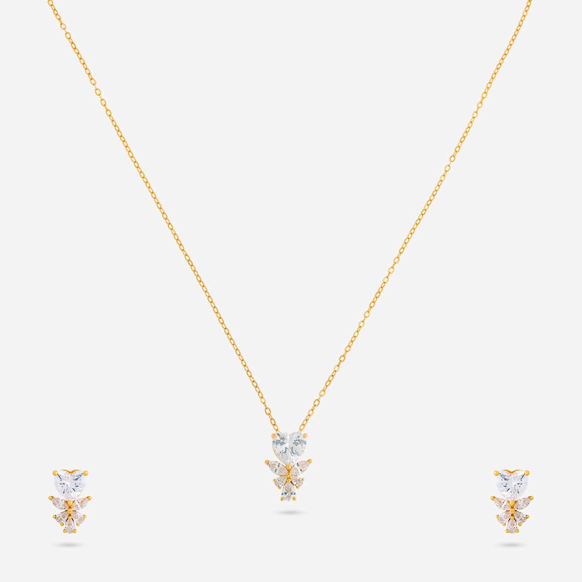 Silver Chain Pendant Earring Set 92.5 Silver Pendant with Chain and Earring Set 194795