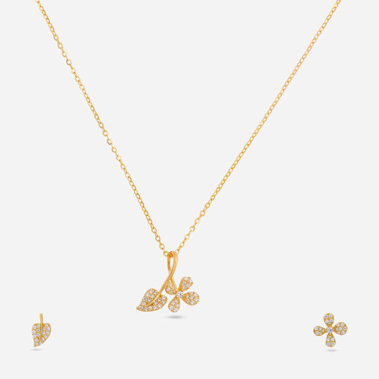 Silver Chain Pendant Earring Set 92.5 Silver Pendant with Chain and Earring Set 200623
