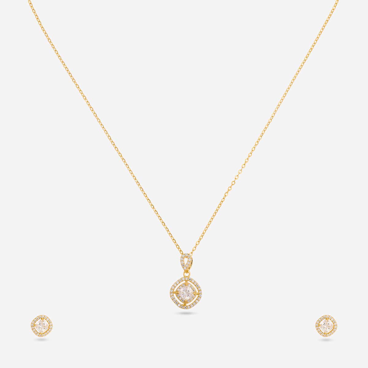 Silver Chain Pendant Earring Set 92.5 Silver Pendant with Chain and Earring Set 200630