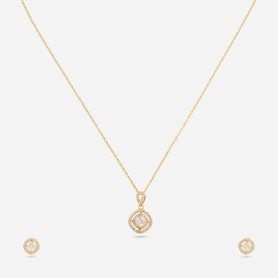 Silver Chain Pendant Earring Set 92.5 Silver Pendant with Chain and Earring Set 200630
