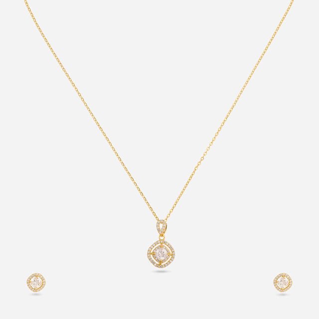 Silver Chain Pendant Earring Set 92.5 Silver Pendant with Chain and Earring Set 200630