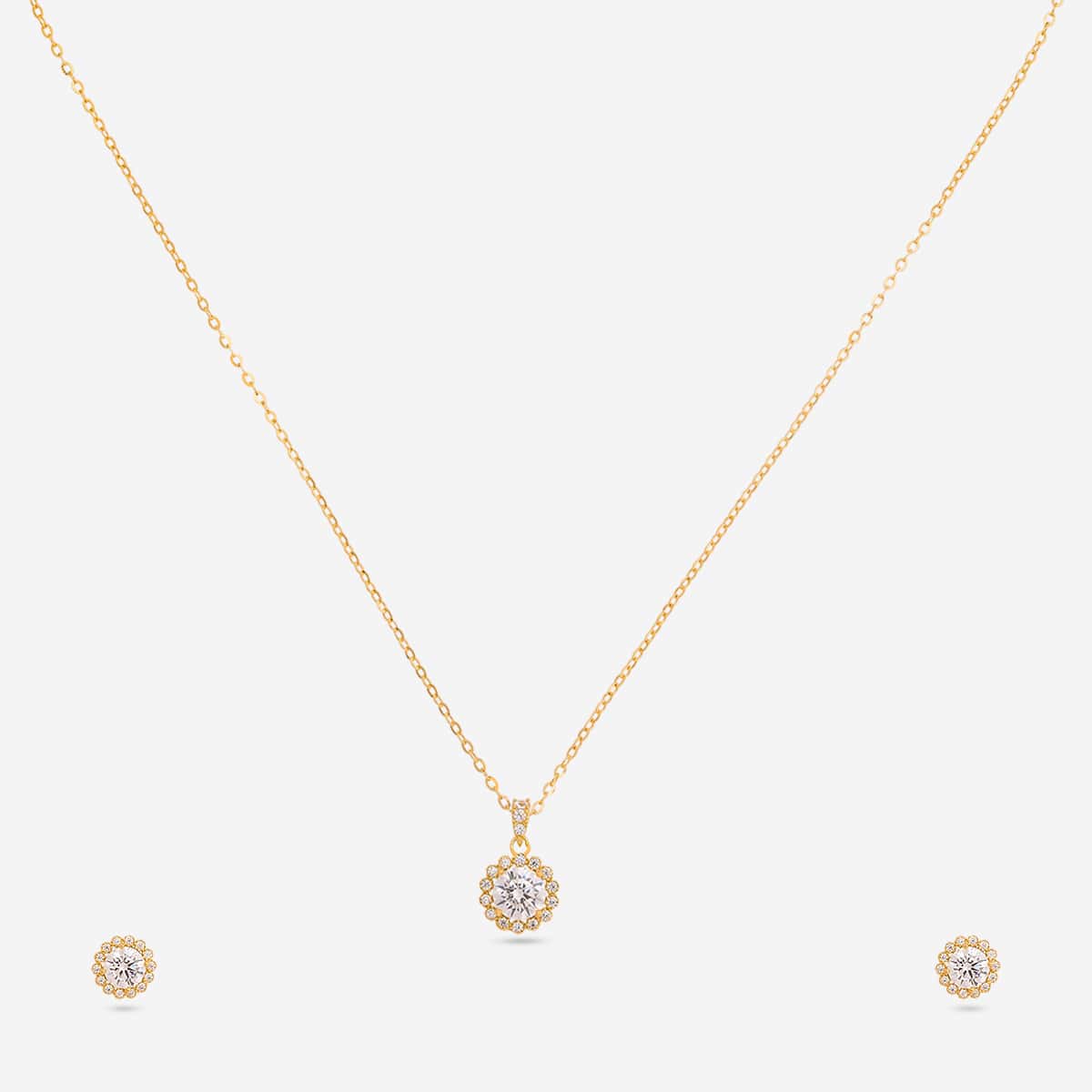 Silver Chain Pendant Earring Set 92.5 Silver Pendant with Chain and Earring Set 200637