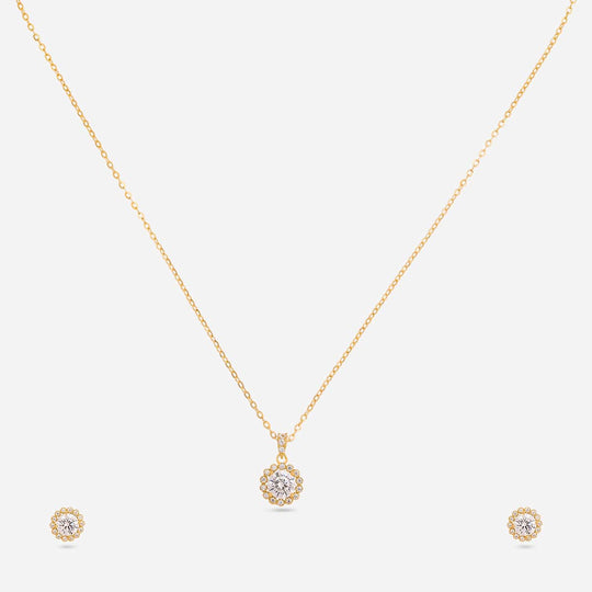 Silver Chain Pendant Earring Set 92.5 Silver Pendant with Chain and Earring Set 200637