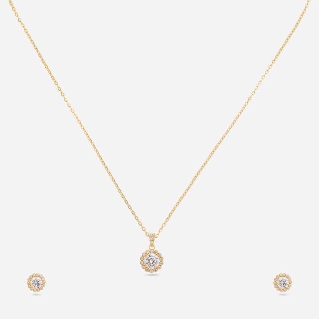 Silver Chain Pendant Earring Set 92.5 Silver Pendant with Chain and Earring Set 200637