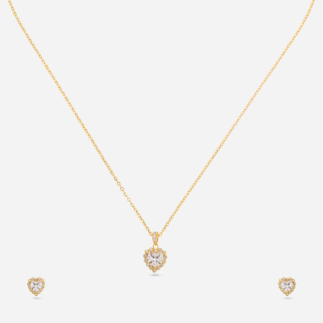 Silver Chain Pendant Earring Set 92.5 Silver Pendant with Chain and Earring Set 200638