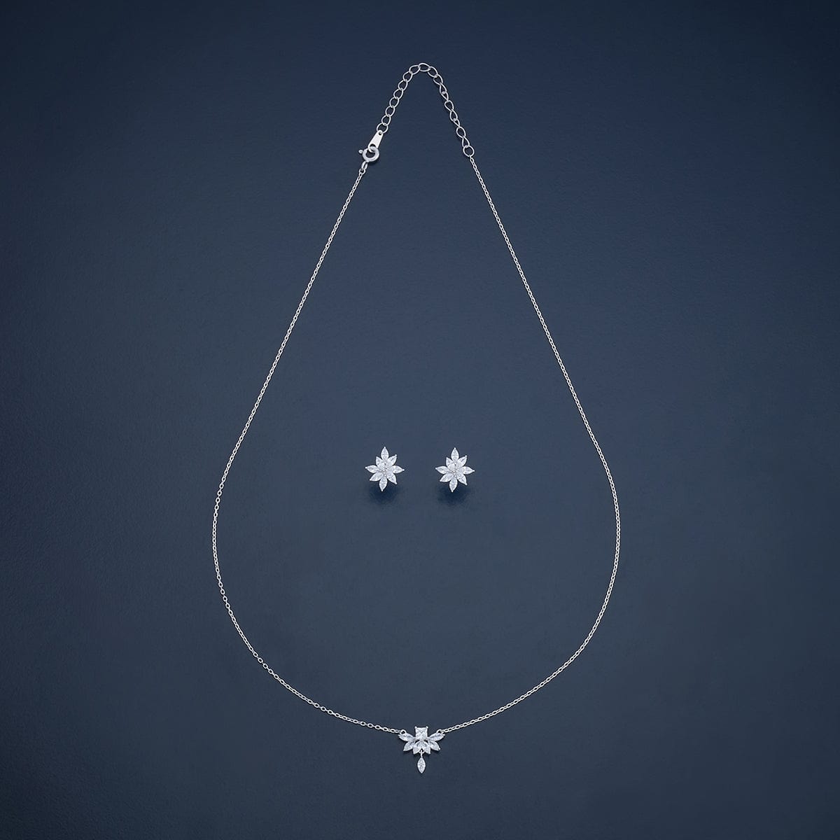 Silver Chain Pendant Earring Set 92.5 Silver Necklace 180974