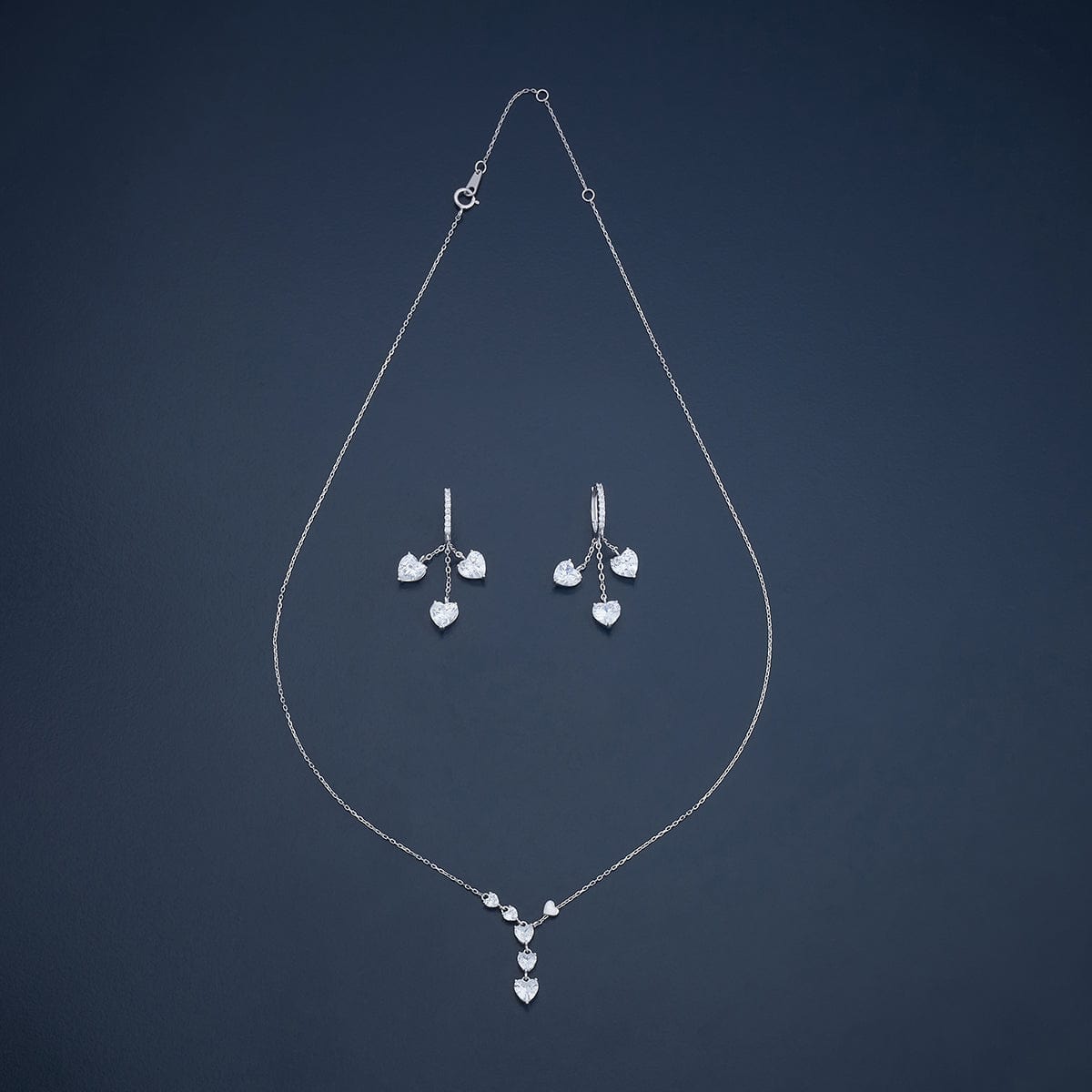 Silver Chain Pendant Earring Set 92.5 Silver Necklace 180975